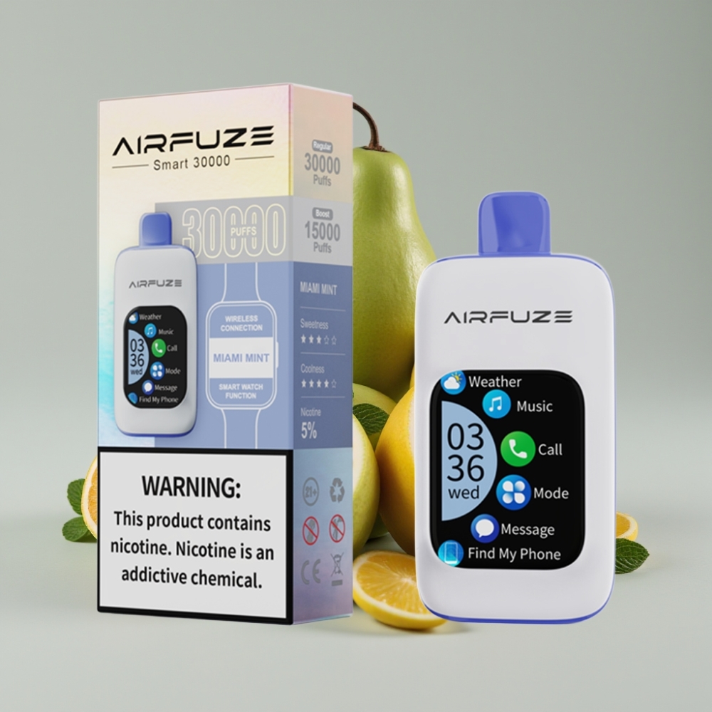AirFuze Smart 30000 Puffs Disposable Pod Menta de Miami com Tela TFT 2.01\" e Tipo-C
