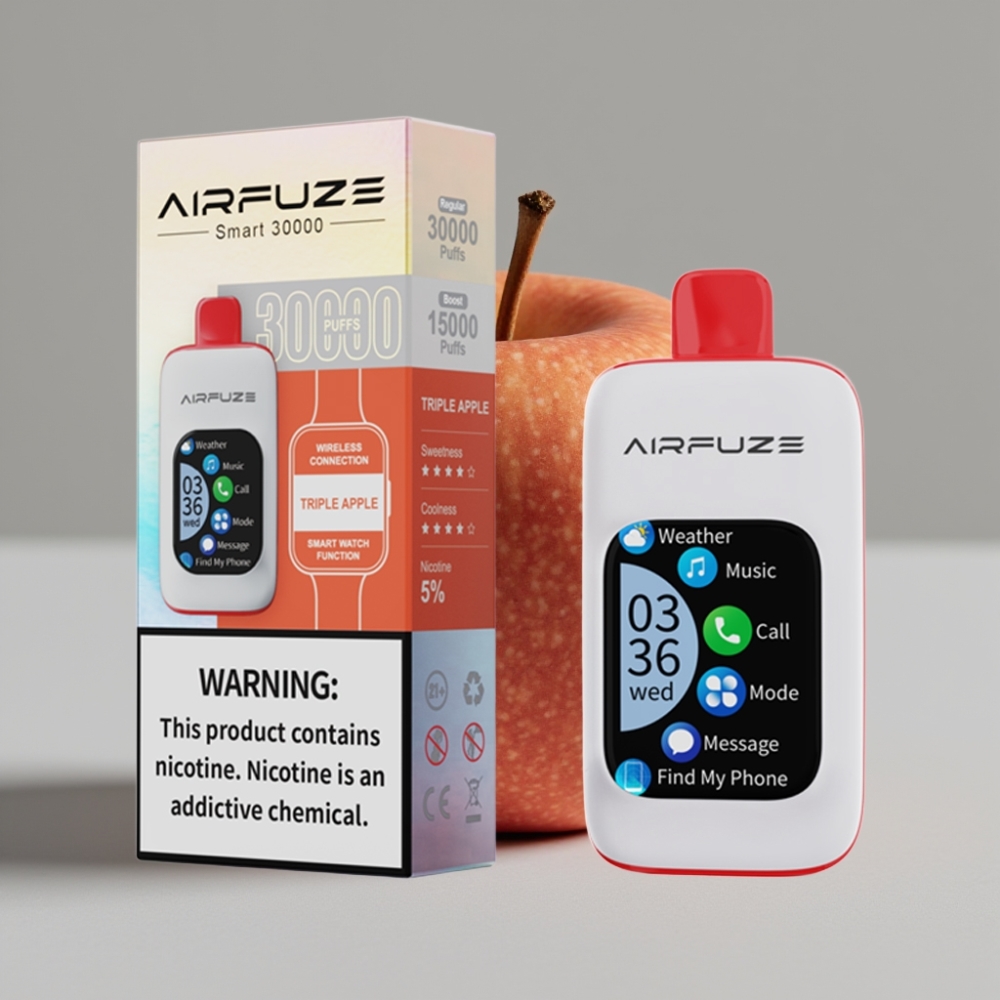 AirFuze Smart 30000 Puffs Disposable Pod Tela Touch 2.01\" Maçã Tripla Tipo-C 900mAh