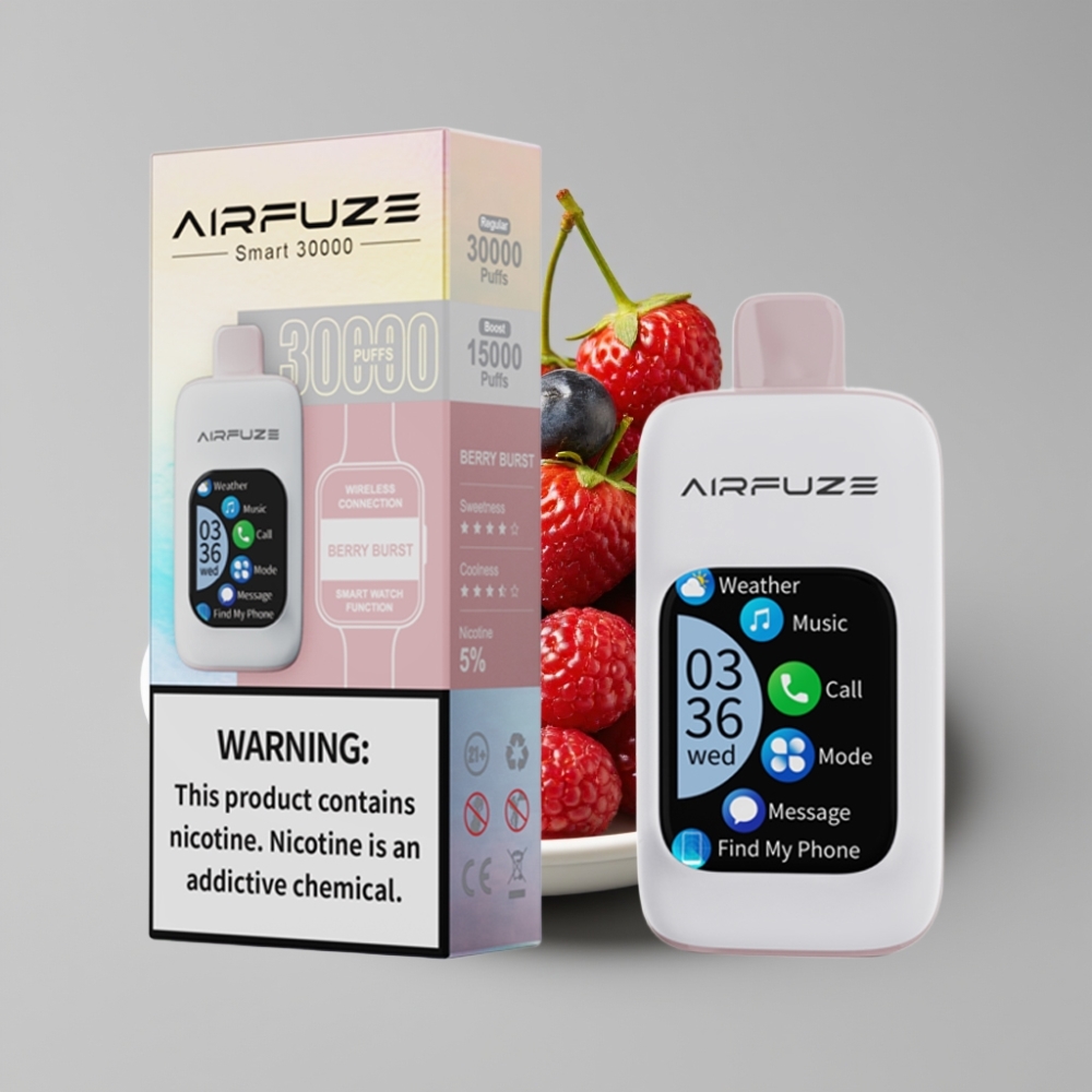 AirFuze Smart 30000 Puffs Disposable Pod Tela Touch 2.01\" Tipo-C Explosão de Frutas Vermelhas