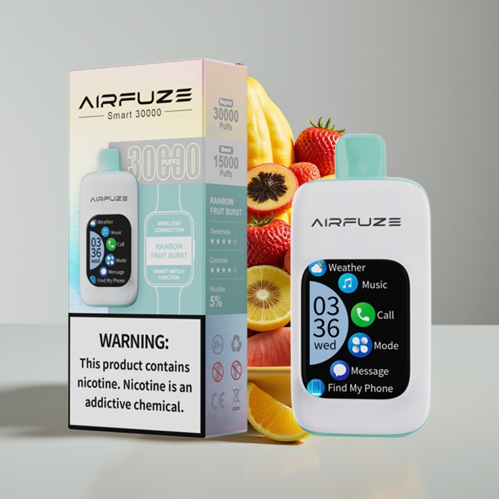 AirFuze Smart 30000 Puffs Disposable Vape Explosão de Frutas Arco-Íris com Tela Touch 2.01\" e Tipo-C
