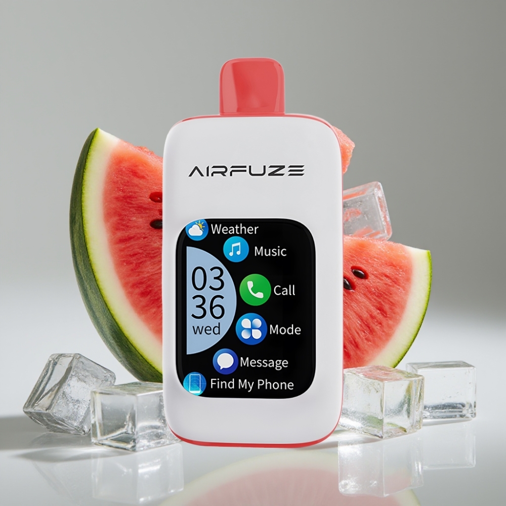AirFuze Smart 30000 Puffs Disposable Vape Melancia Ice com Tela Touch 2.01" e Tipo-C