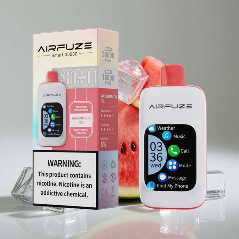 AirFuze Smart 30000 Puffs Disposable Vape Melancia Ice com Tela Touch 2.01\" e Tipo-C