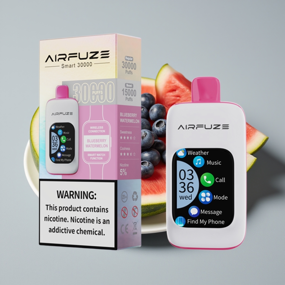 AirFuze Smart 30000 Puffs Disposable Vape Mirtilo Melancia com Tela Touch 2.01\" e Tipo-C