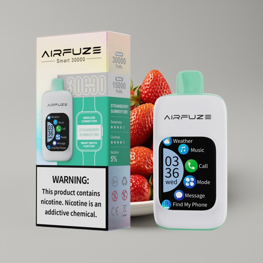 AirFuze Smart 30000 Puffs Disposable Vape Morango Verão with 2.01\" TFT Touch Screen & Type-C