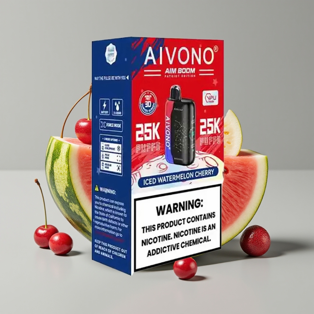 Aivono AIM BOOM 25000 Puffs Descartável Sabor Melancia Cereja Gelada 28ml 650mAh