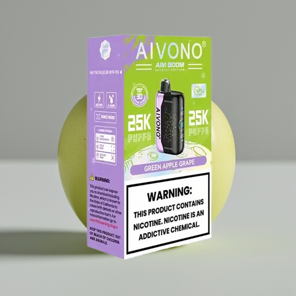 Aivono AIM BOOM 25000 Puffs Maçã Verde Uva 0%-5% Nicotina 28ml 650mAh Tipo-C