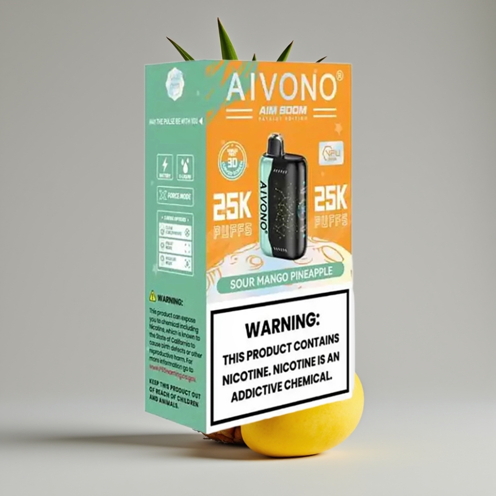Aivono AIM BOOM 25000 Puffs Sabor Manga Azeda Abacaxi 28ml 650mAh Tipo-C