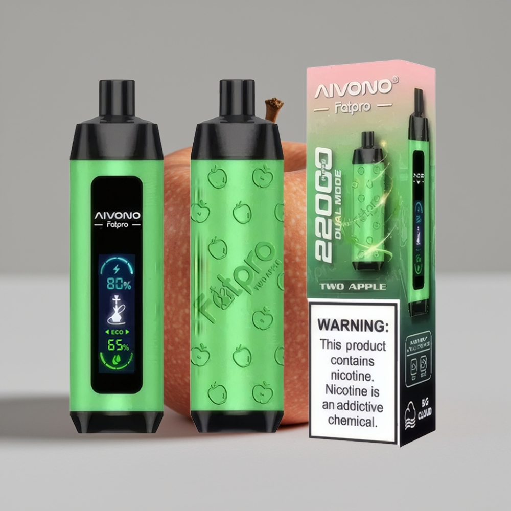 Aivono AIM FATPRO 22000 Puffs Duas Maçãs 28ml Recarregável 600mAh 0.6 ohm Mesh Eco/Boost Dual Modes