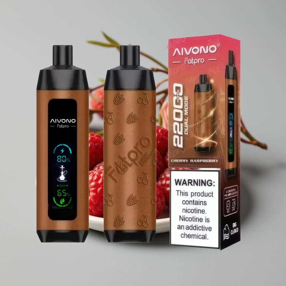 Aivono Aim Fatpro 22000 Puffs Disposable Vape Cereja Framboesa 28ml 5% Nic 600mAh Recarregável