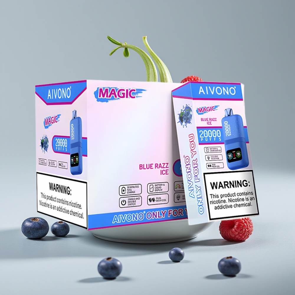 Aivono AIM MAGIC 20000 Puffs Disposable Vape Mirtilo Azul Gelado com 26ml E-líquido e bateria 600mAh