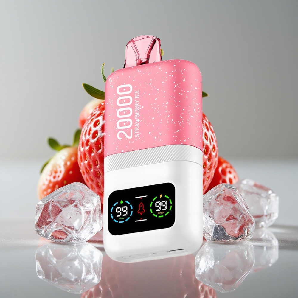 Aivono AIM MAGIC 20000 Puffs Disposable Vape Morango Gelo com 26ml E-liquid e LCD Display