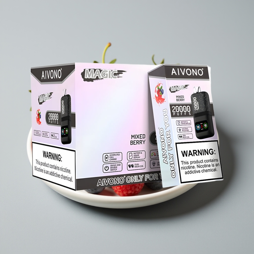 Aivono AIM MAGIC 20000 Puffs Recarregável com LCD e Bobinas Duplas Sabor Frutas Silvestres