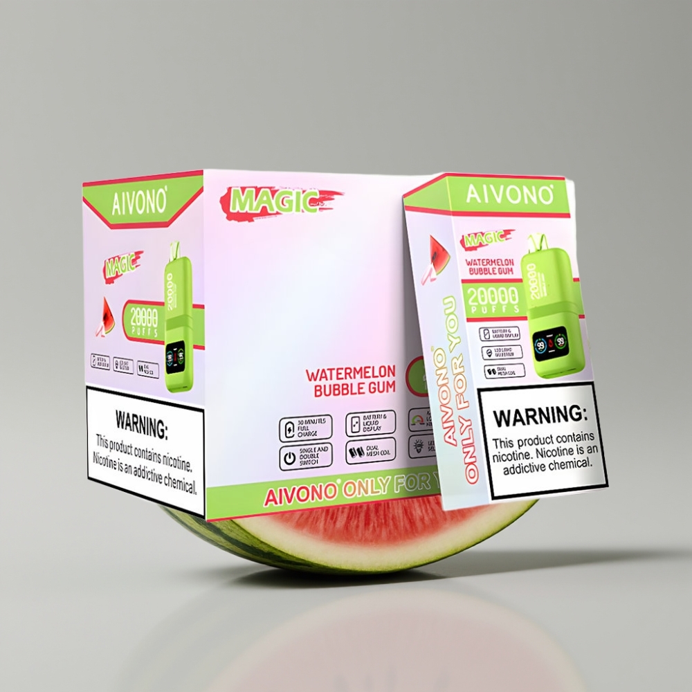 Aivono AIM MAGIC 20000 Puffs Rechargeável com Sabor Melancia Chiclete e Tela LCD