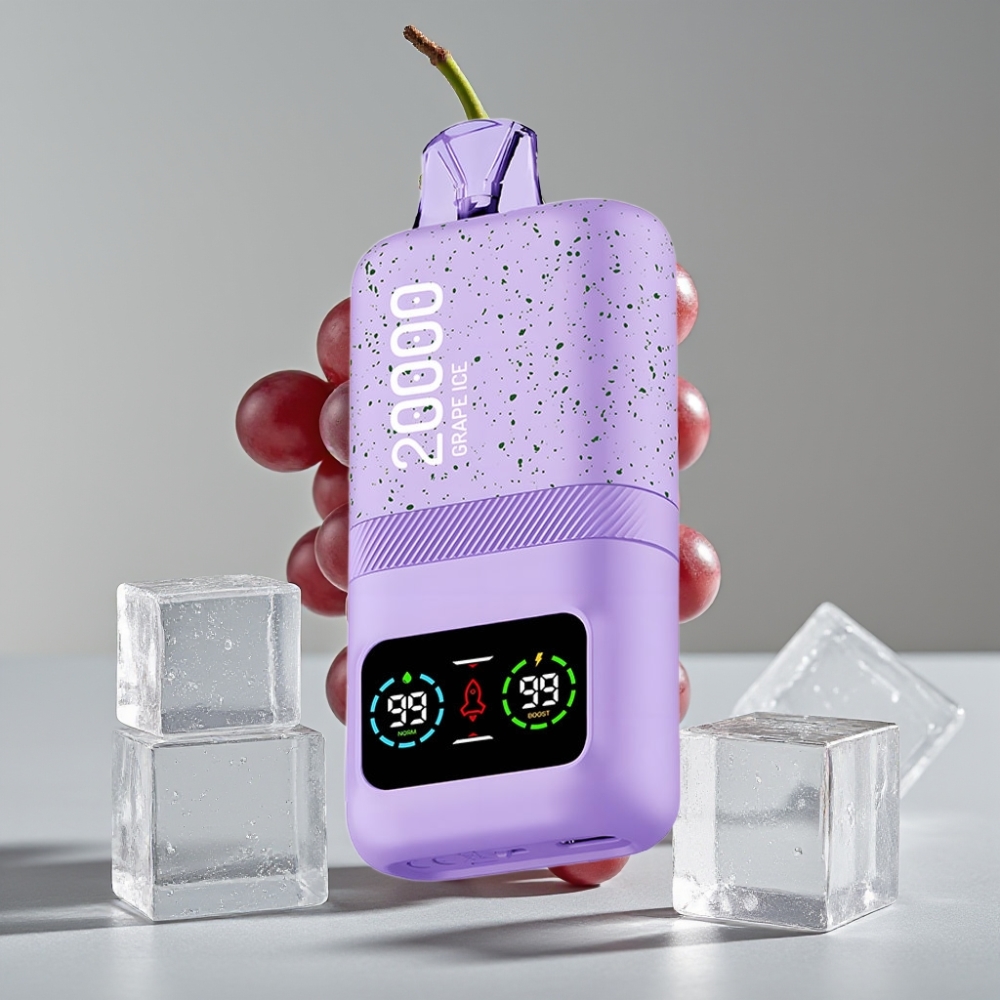 Aivono AIM MAGIC 20000 Puffs Vape Gelo de Uva 26ml Dual Mesh LCD Recarregável
