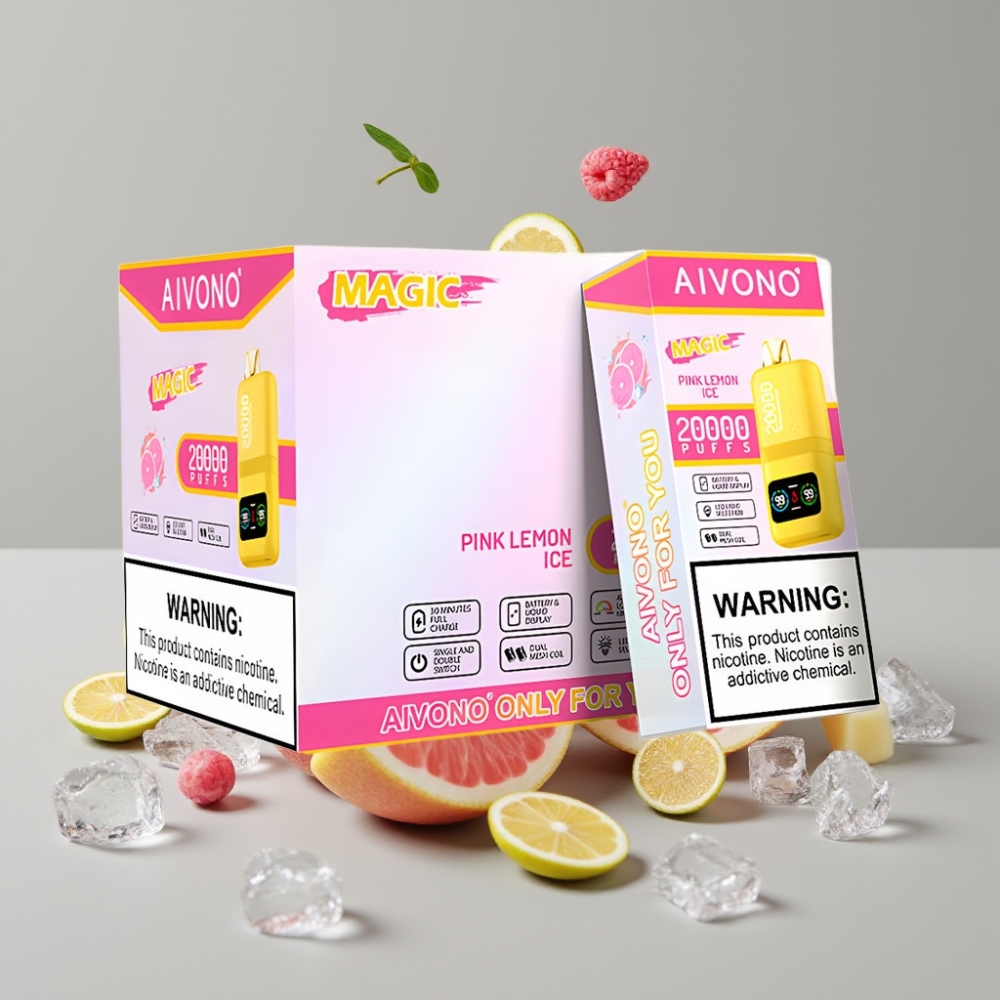 Aivono AIM MAGIC 20000 Puffs Vape Limão Rosa Gelo com 26ml E-líquido e Recarga Type-C