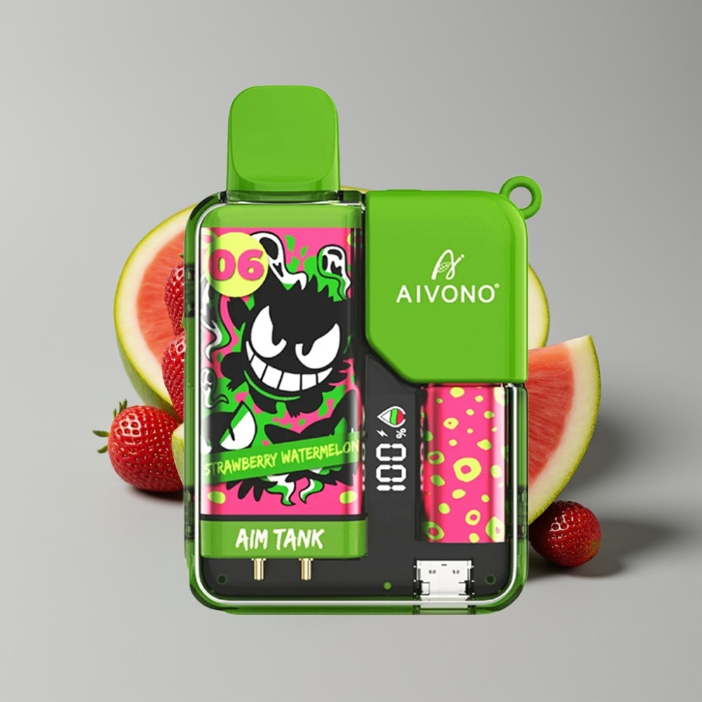 Aivono AIM-TANK 9500 Puffs Morango Melancia 18ml 650mAh LCD 1.2ohm Mesh