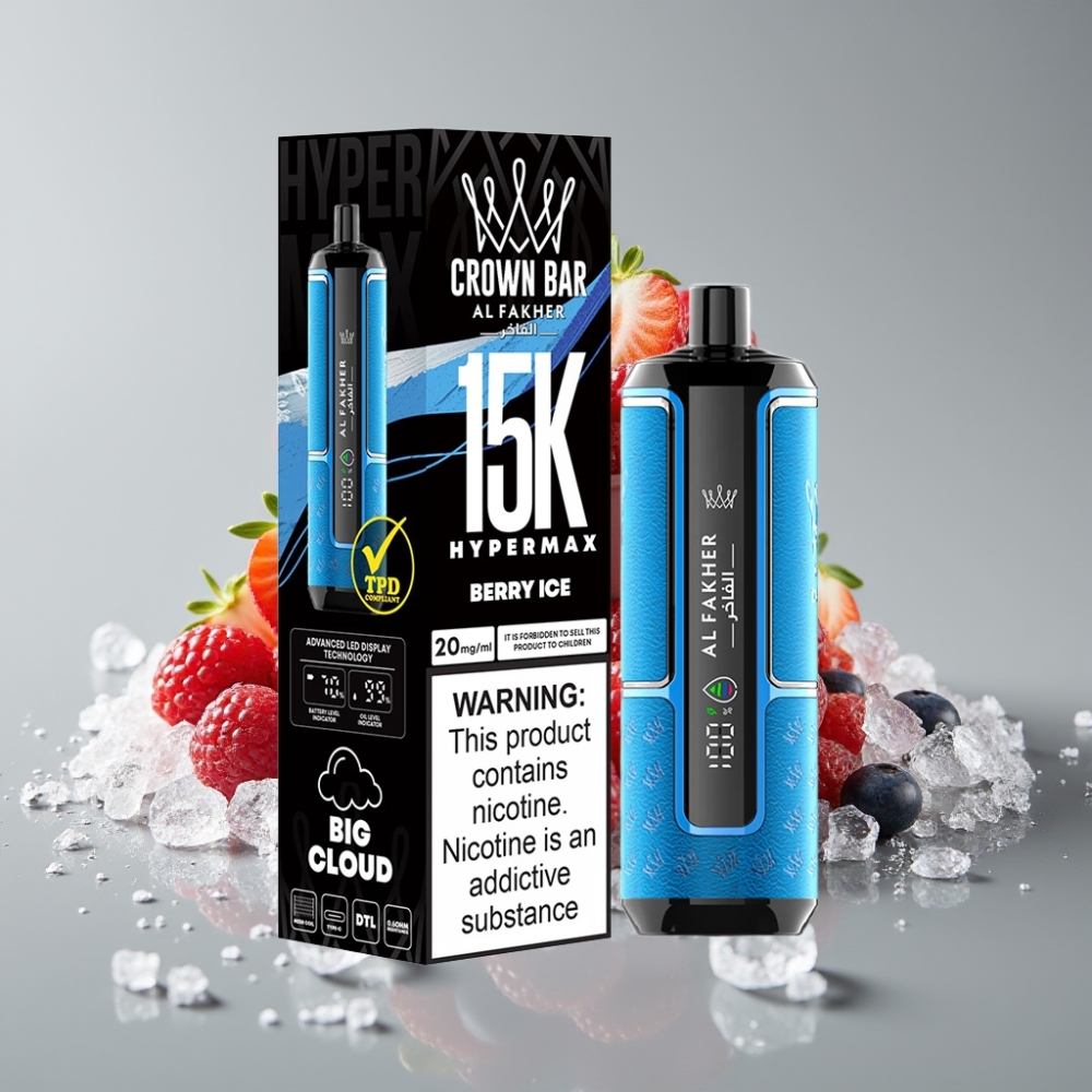 Al Fakher Crown Bar 15K Hypermax Disposable Vape Kit Fruta Silvestre Gelo