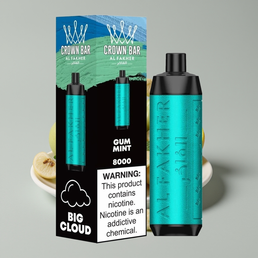 Al Fakher Crown Bar 8000 Crystal Disposable Vape Menta Chiclete – 18ml, 5mg, 8000 Puffs, USB-C