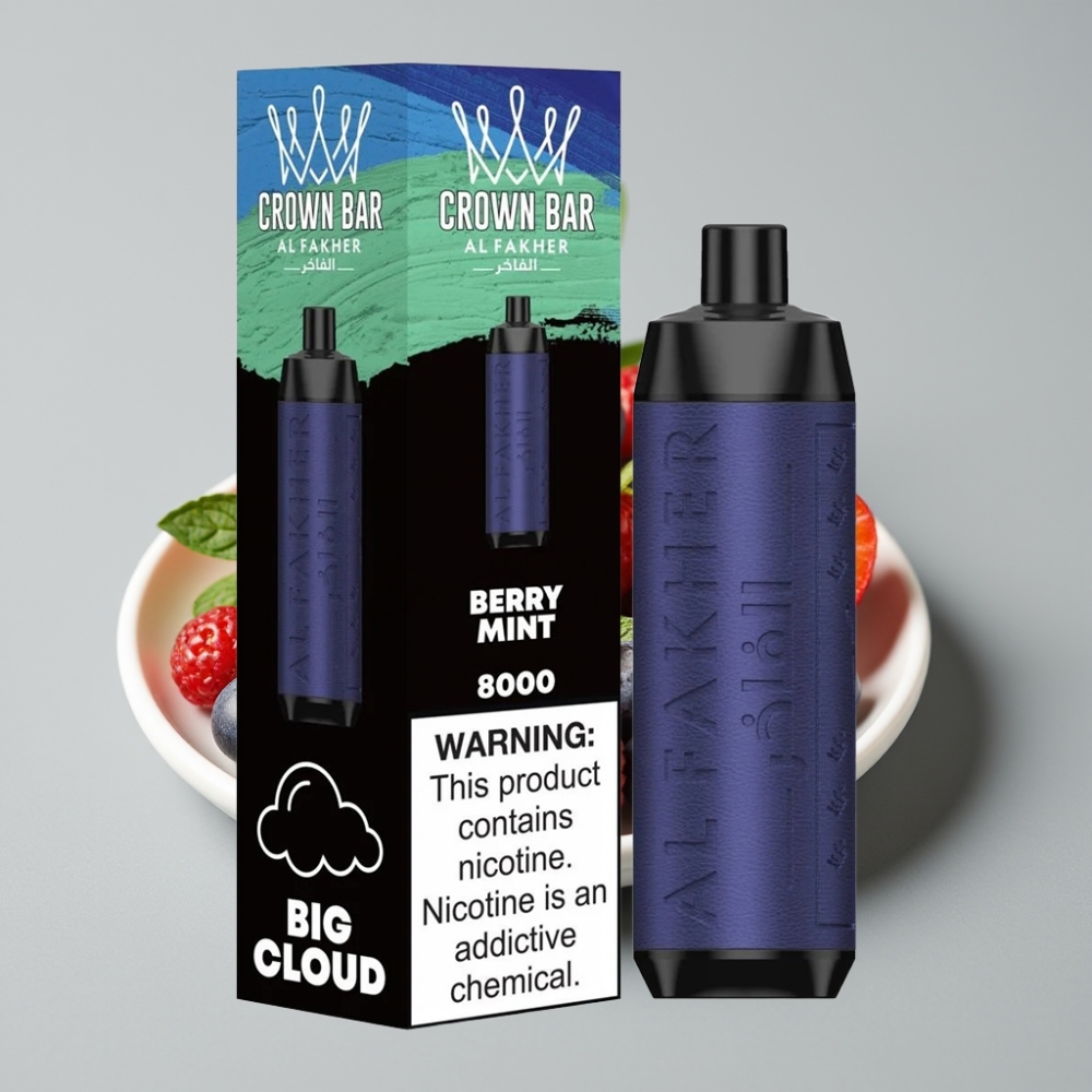 Al Fakher Crown Bar 8000 Crystal Disposable Vape Menta com Frutas Vermelhas