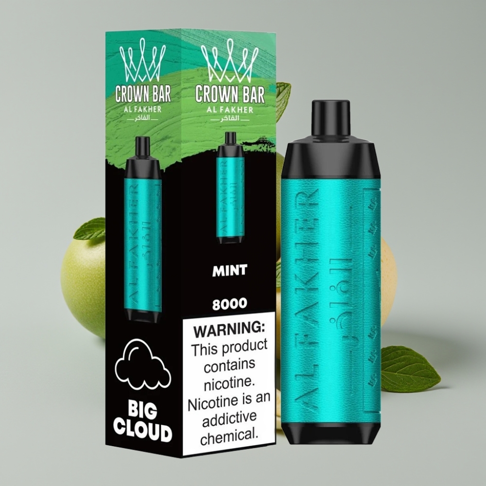 Al Fakher Crown Bar 8000 Crystal Vape Descartável Menta - 8000 Tragadas, 18ml, 5mg Nicotina, Bateria 600mAh