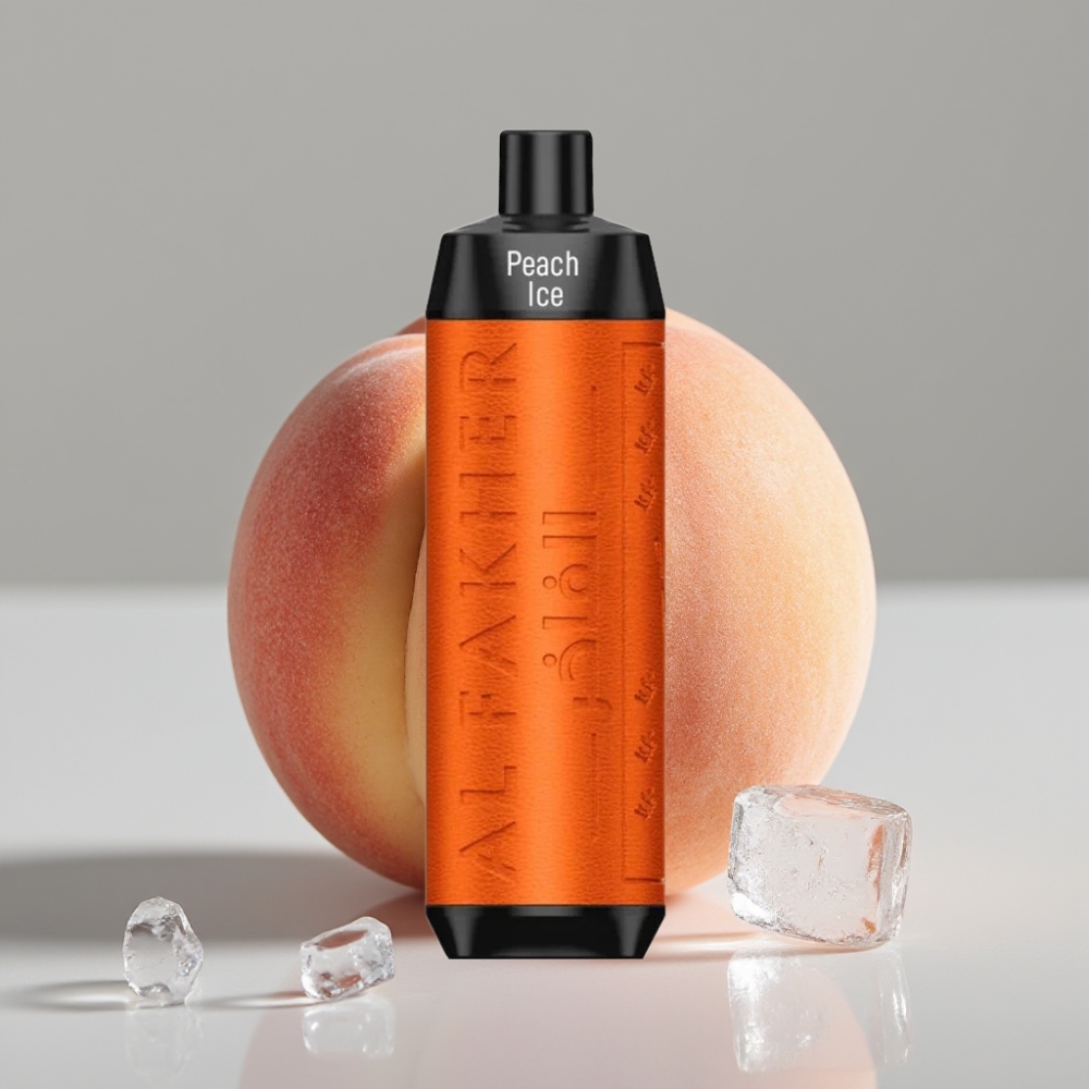 Al Fakher Crown Bar 8000 Crystal Vape Descartável Pêssego Gelo - 18ml, 5mg, 8000 Tragadas, USB-C