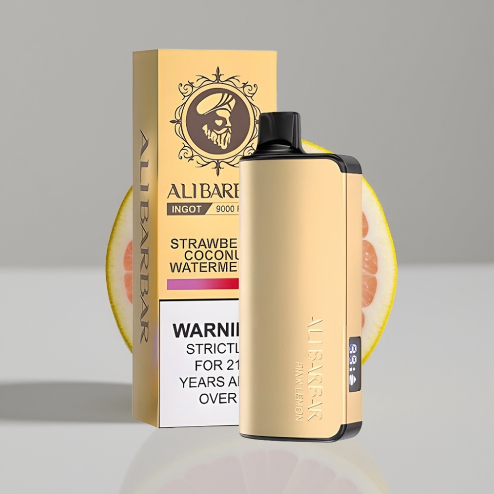 Alibarbar Ingot 9000 Puffs Vape Descartável Limão Rosa 22ml 2350mAh LED
