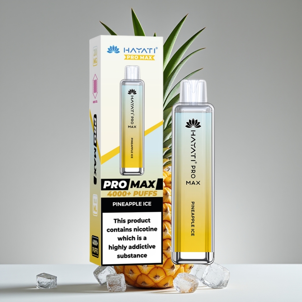 Hayati Pro Max 4000 Puffs Disposable Vape Abacaxi Gelo com Bateria Recarregável 1400mAh e LED
