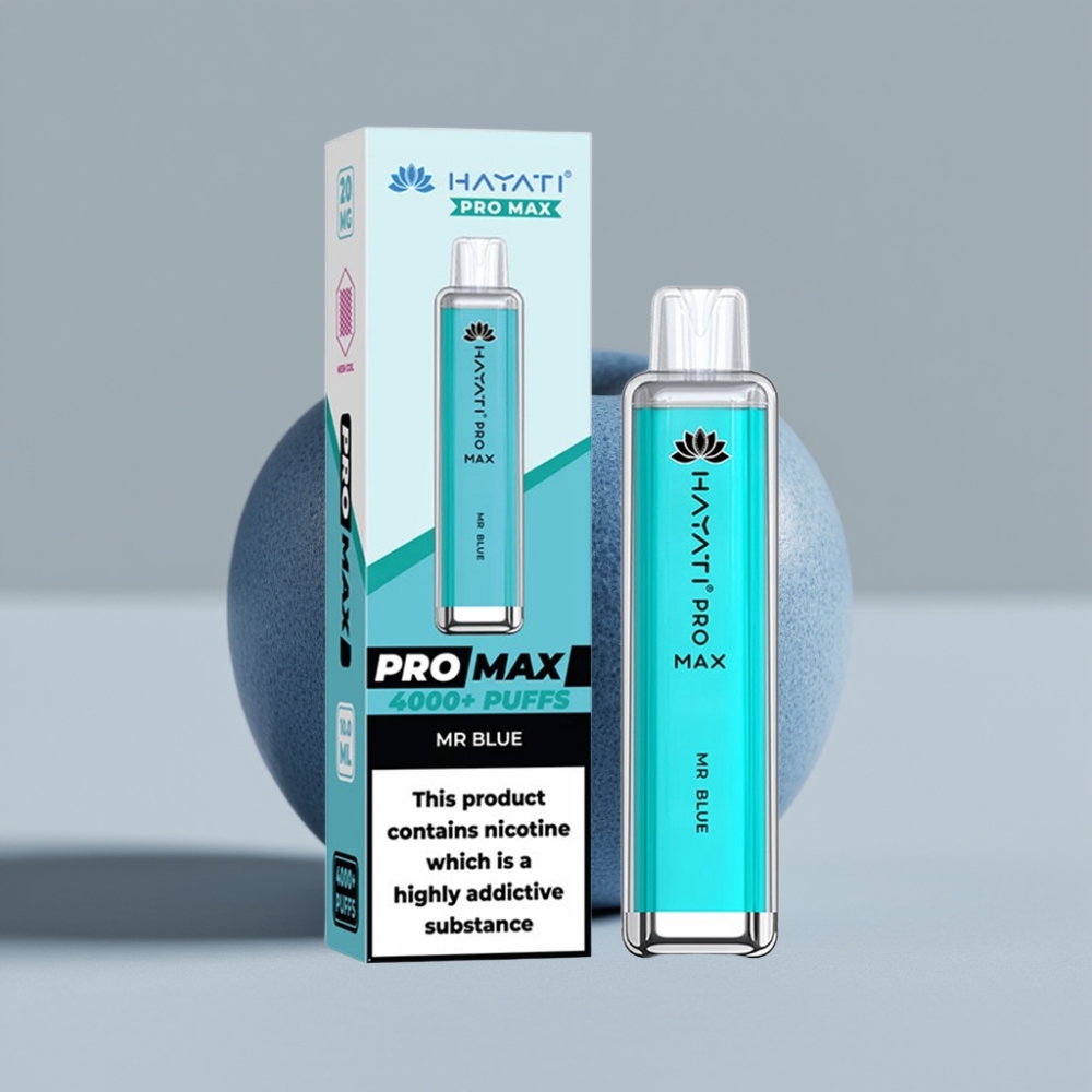 Hayati Pro Max 4000 Puffs Disposable Vape Azul Sr. Recarregável, 1400mAh, LED, 2%/5% Nicotina