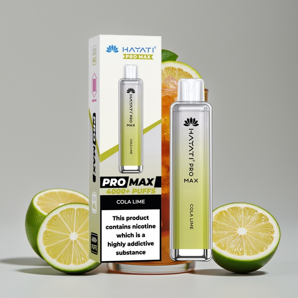 Hayati Pro Max 4000 Puffs Disposable Vape Cola Lima com Bateria Recarregável e LED