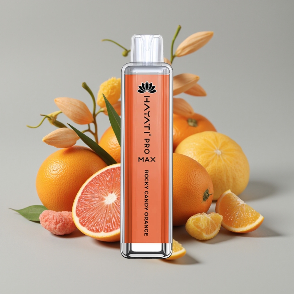 Hayati Pro Max 4000 Puffs Disposable Vape Doce de Laranja Rochoso com Bateria Recarregável 1400mAh e LED