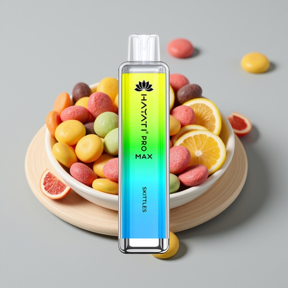 Hayati Pro Max 4000 Puffs Disposable Vape Doces Skittles com Bateria Recarregável e LED