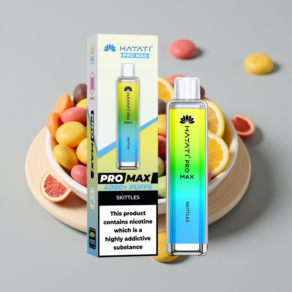 Hayati Pro Max 4000 Puffs Disposable Vape Doces Skittles com Bateria Recarregável e LED