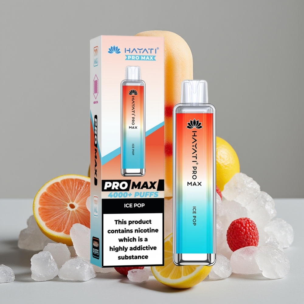 Hayati Pro Max 4000 Puffs Disposable Vape Gelado Pop com Bateria Recarregável e LED