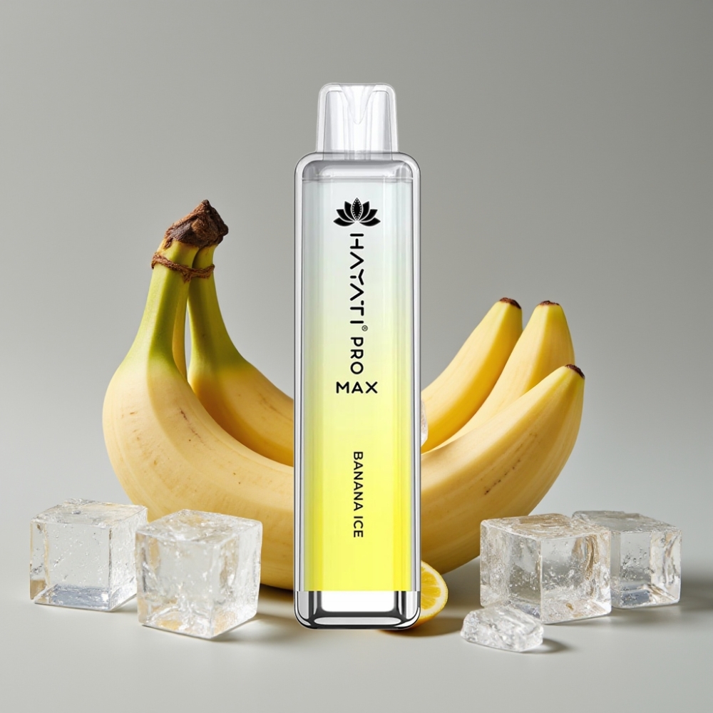 Hayati Pro Max 4000 Puffs Disposable Vape Gelo de Banana com Bateria Recarregável 1400mAh e LED