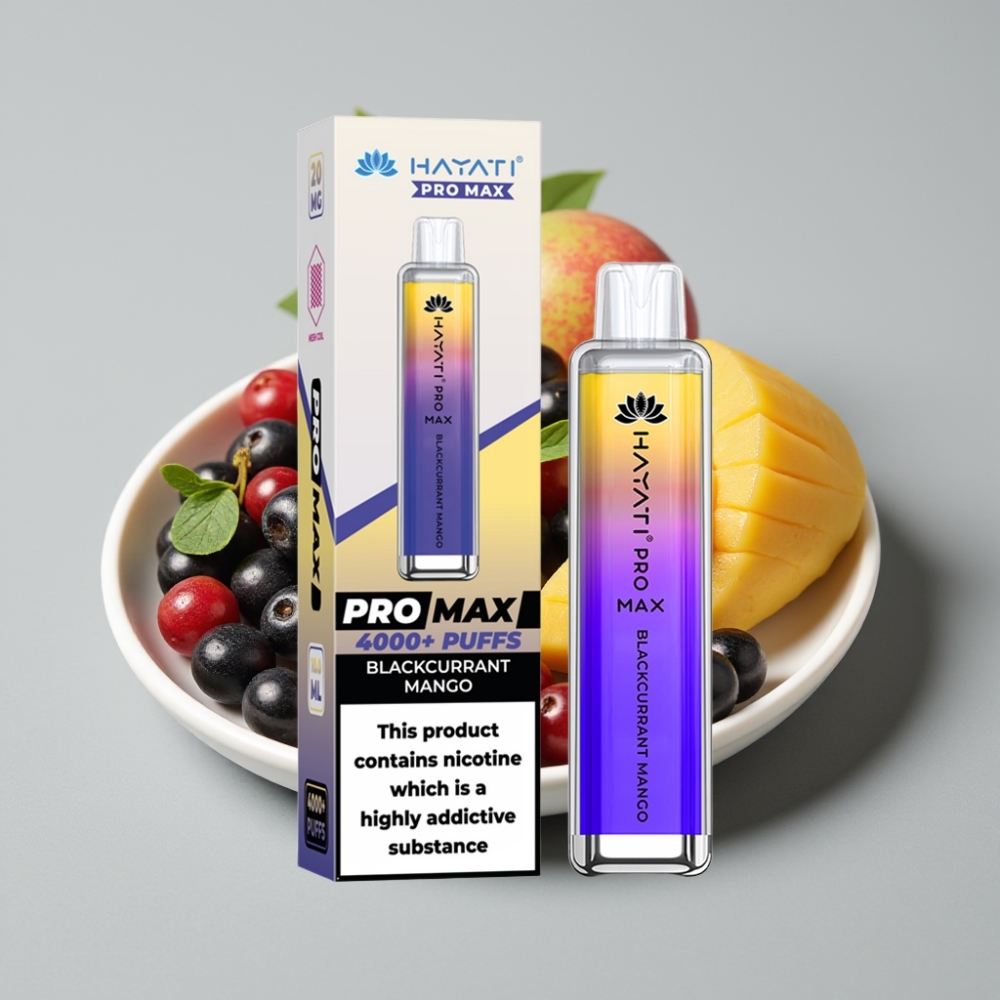 Hayati Pro Max 4000 Puffs Disposable Vape Groselha Manga Recarregável com LED