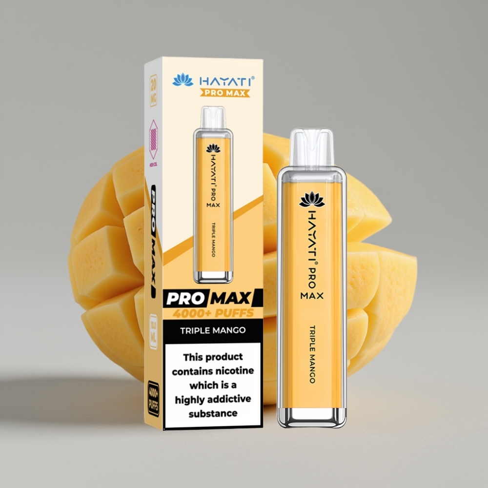 Hayati Pro Max 4000 Puffs Disposable Vape Manga Triplo com Bateria Recarregável e 1400mAh
