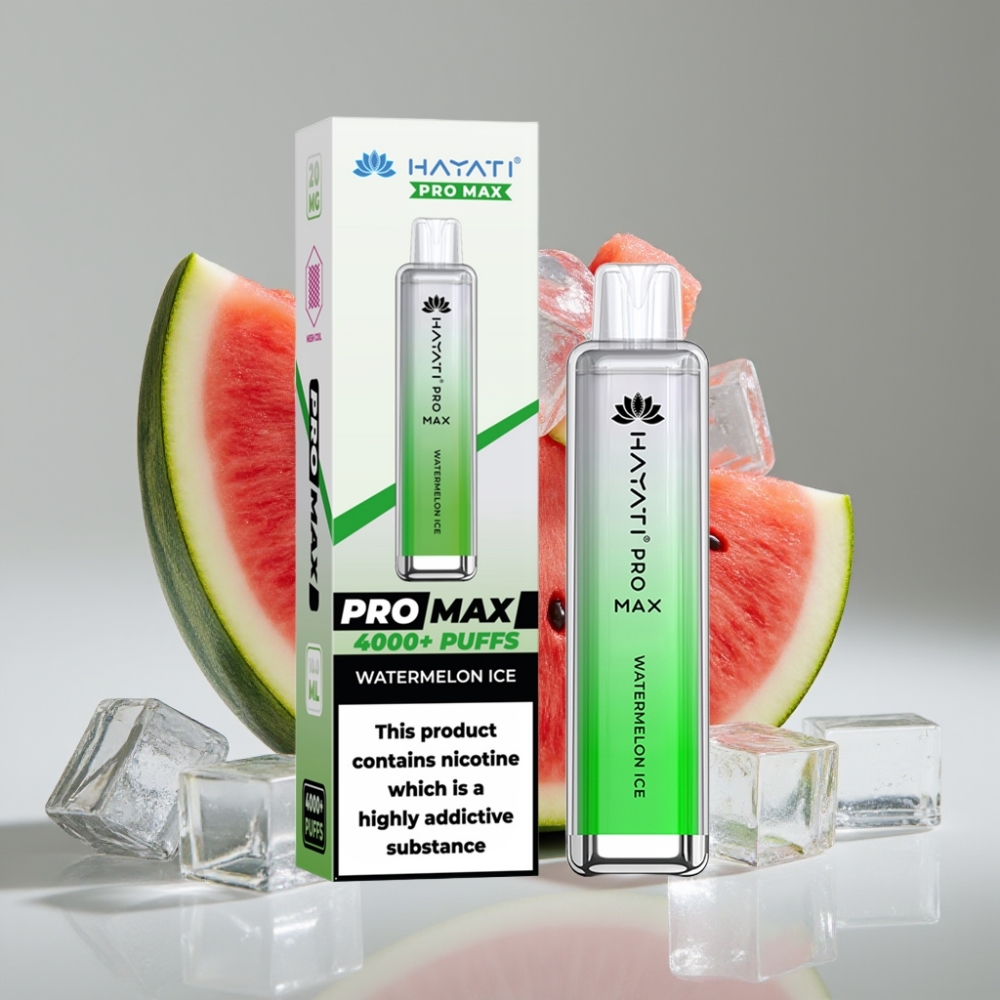 Hayati Pro Max 4000 Puffs Disposable Vape Melancia Gelada com Bateria Recarregável 1400mAh e LED