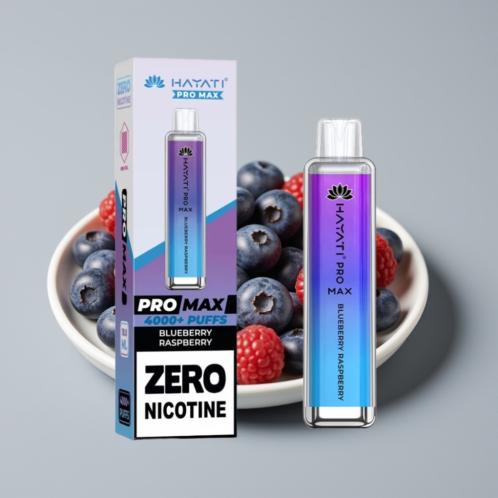 Hayati Pro Max 4000 Puffs Disposable Vape Mirtilo Framboesa com Bateria Recarregável 1400mAh e LED