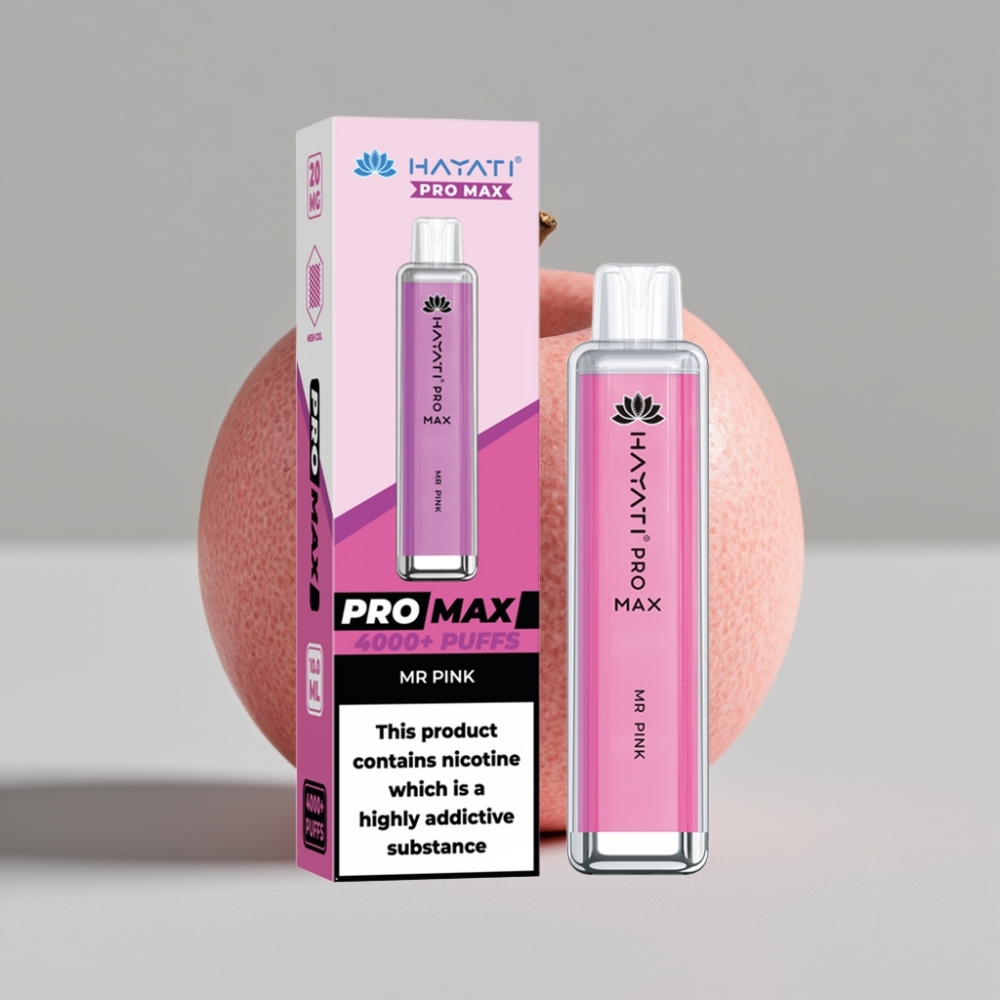 Hayati Pro Max 4000 Puffs Disposable Vape Rosa Sr. com Bateria Recarregável e LED