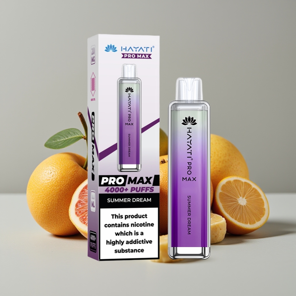 Hayati Pro Max 4000 Puffs Disposable Vape Sonho de Verão com Bateria Recarregável e LED