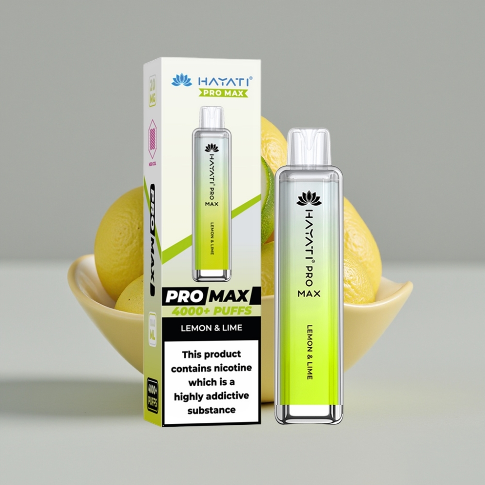 Hayati Pro Max 4000 Puffs Vape Descartável Limão & Lima com Bateria Recarregável e LED