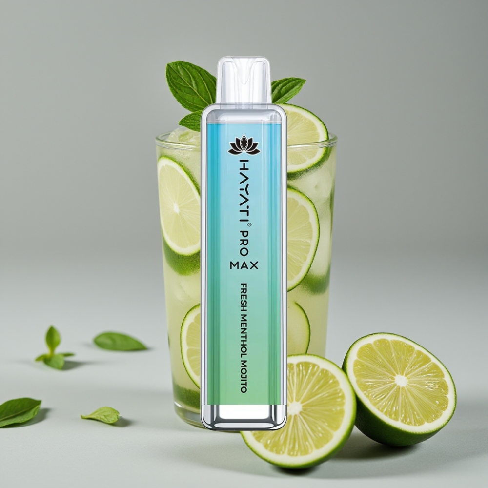 Hayati Pro Max 4000 Puffs Vape Descartável Menta Mojito Fresca com Bateria Recarregável e LED