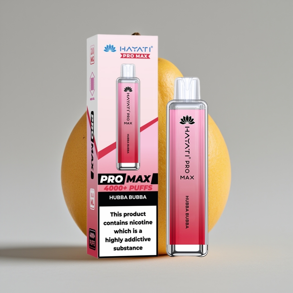 Hayati Pro Max 4000 Puffs Vape Descartável Sabor Hubba Bubba com Bateria Recarregável 1400mAh