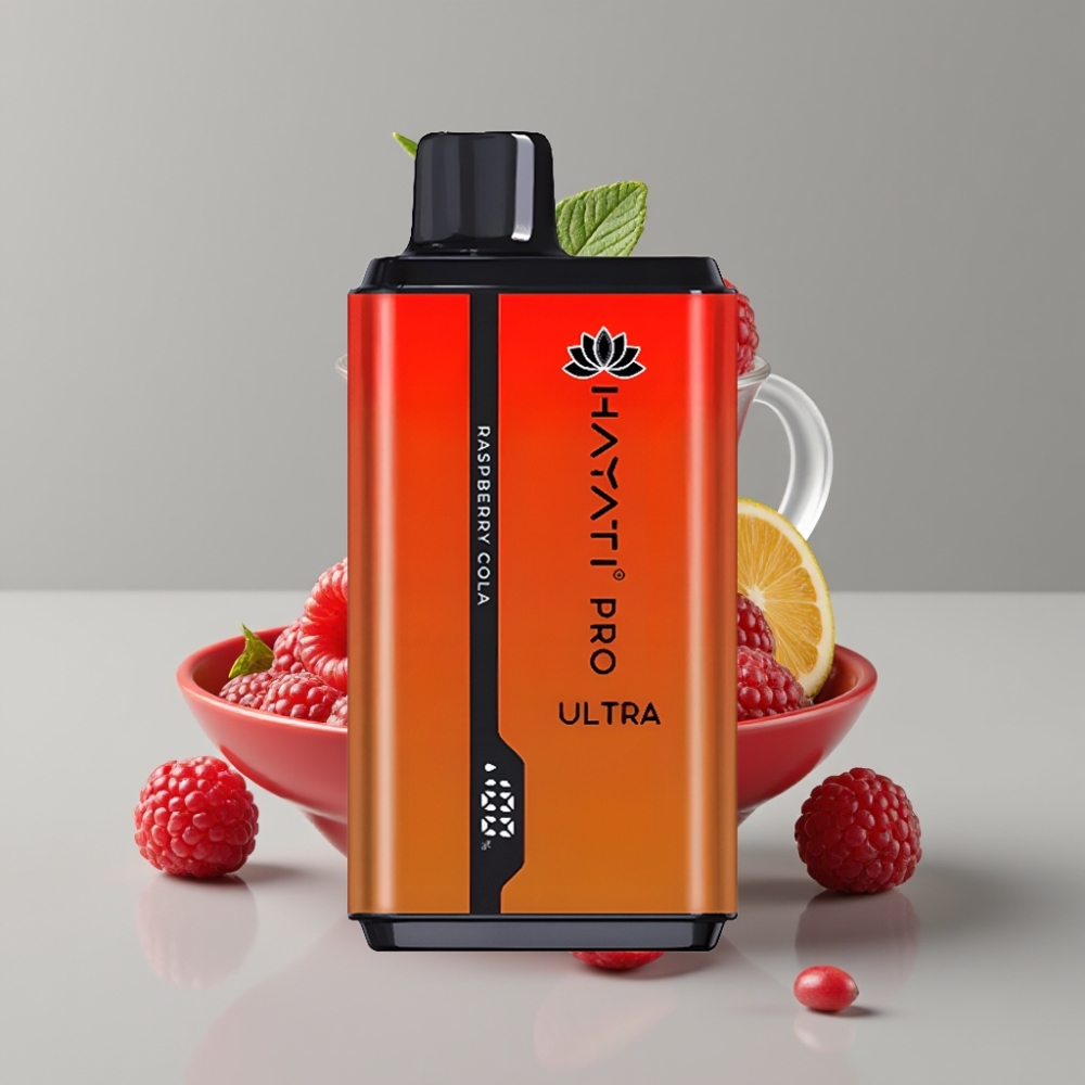 Hayati Pro Ultra 15000 Puffs Disposable Vape Framboesa Cola – 850mAh, 2×12ml, 2% Nic