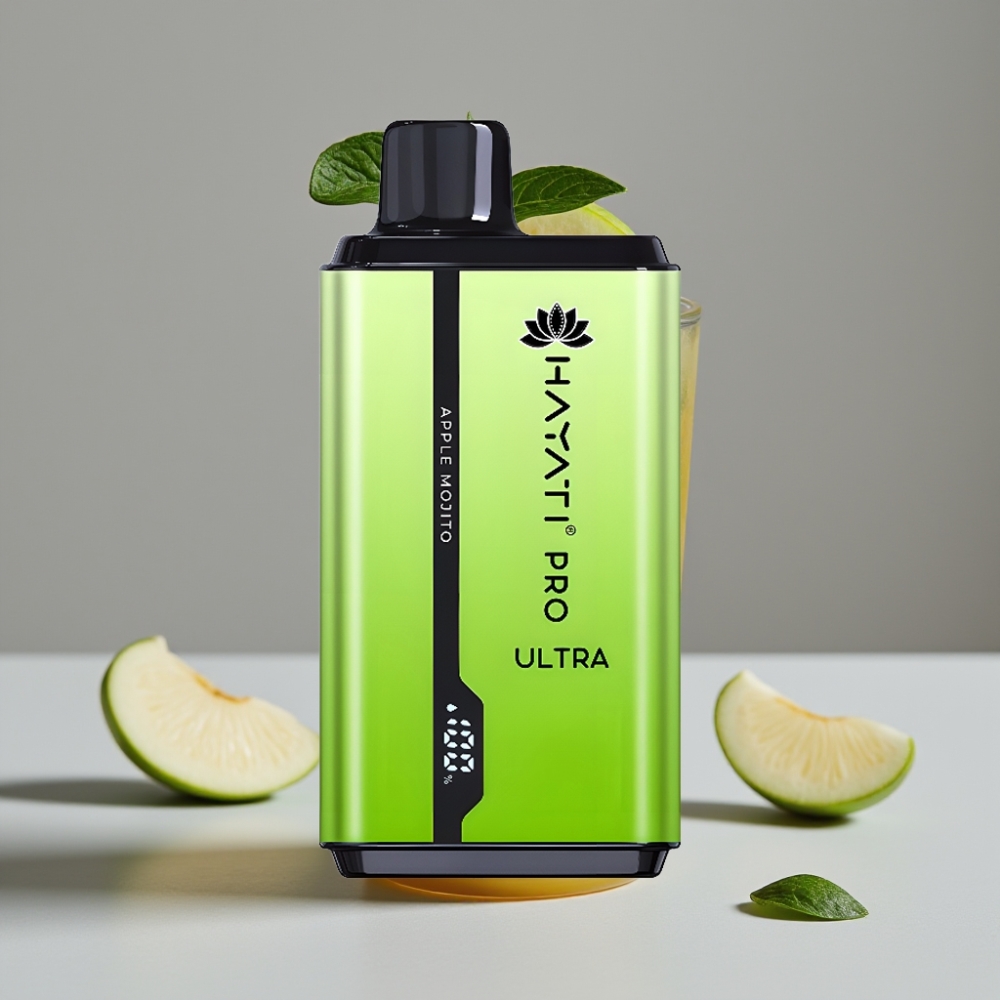Hayati Pro Ultra 15000 Puffs Disposable Vape Maçã Mojito - 850mAh, 2×12ml, 2% Nicotina, 49 Sabores