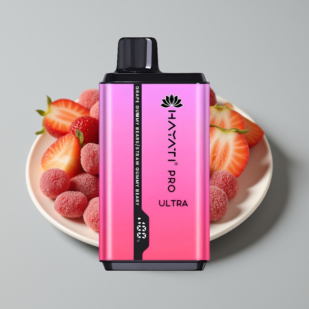 Hayati Pro Ultra 15000 Puffs Disposable Vape Uva Ursinho de Goma Morango Ursinho de Goma - 850mAh, 2×12ml, 2% Nicotina, 49 Sabores