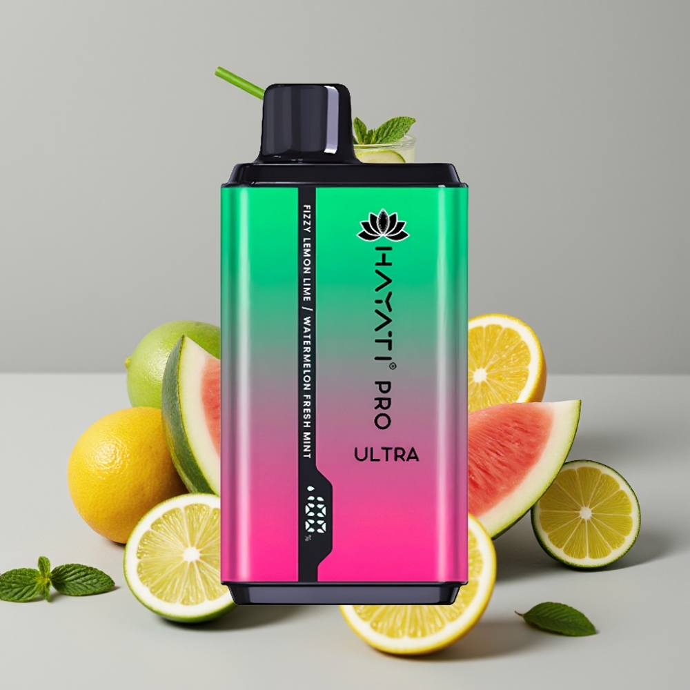 Hayati Pro Ultra 15000 Puffs - Limão & Lima Refrescante com Melancia e Hortelã (2×12ml, 2%)