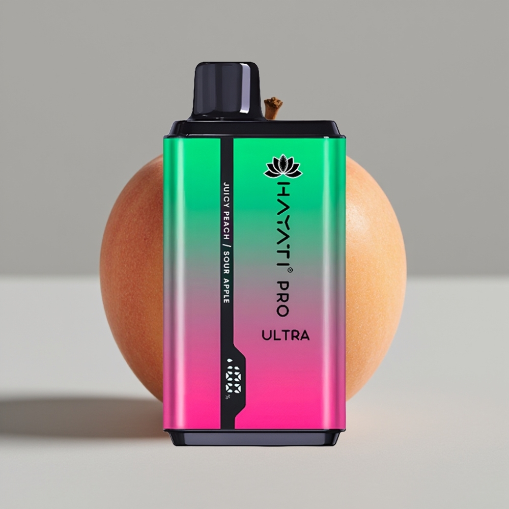 Hayati Pro Ultra 15000 Puffs Maçã Azeda Pêssego Suculento Disposable Vape - 850mAh, 2×12ml, 2% Nicotina