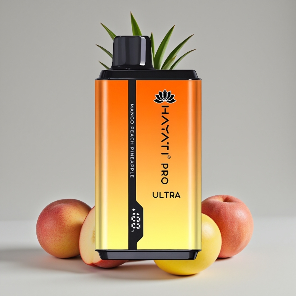 Hayati Pro Ultra 15000 Puffs Manga Pêssego Abacaxi - 850mAh, 2×12ml, 2% Nicotina