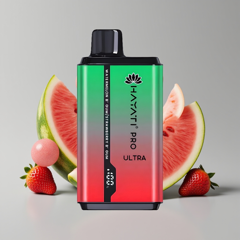 Hayati Pro Ultra 15000 Puffs - Melancia Chiclete Morango Chiclete, 850mAh, 2×12ml, 2% Nicotina